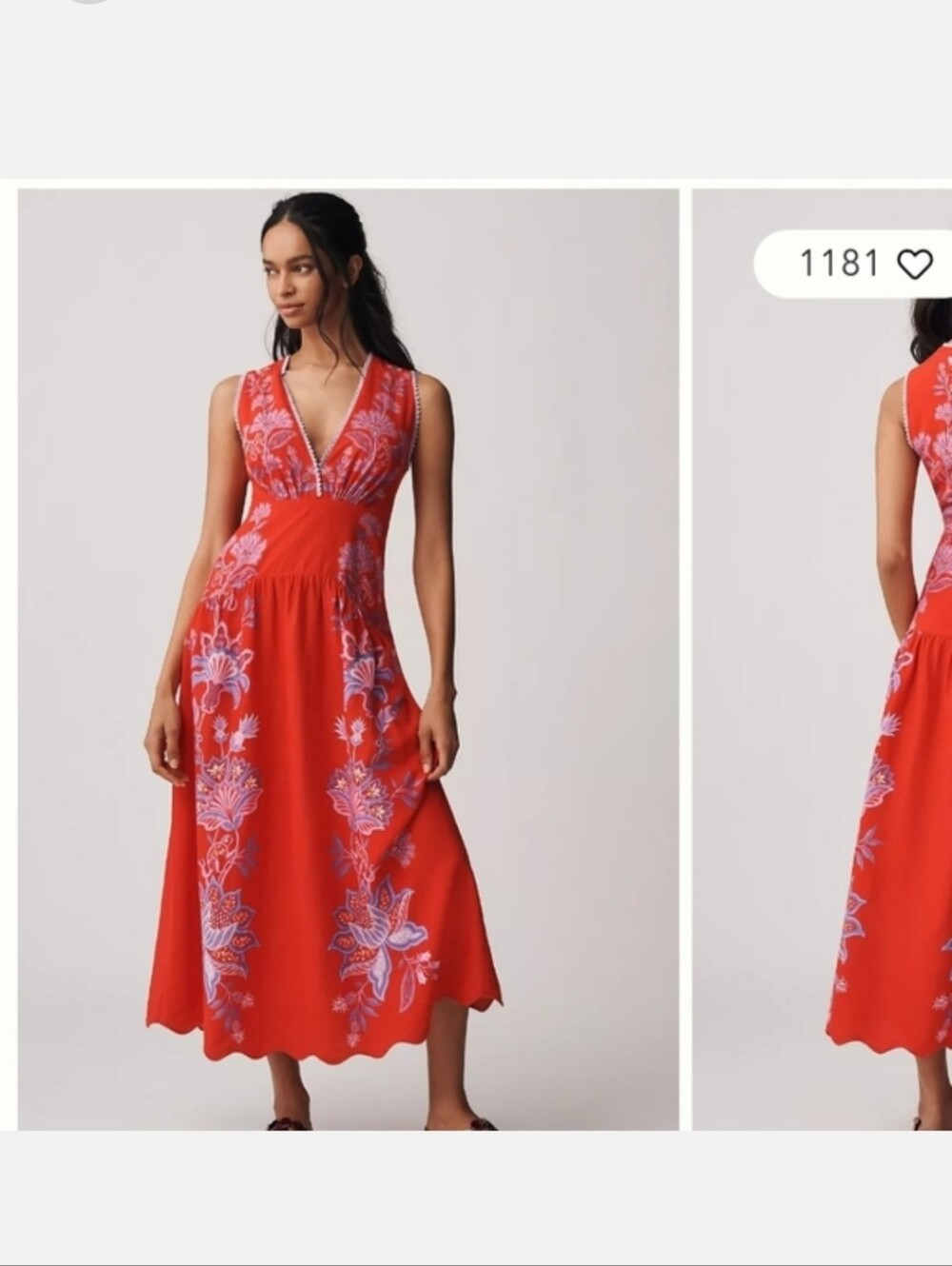 Farm Rio Red Linen Mididres - Picture 4 of 4
